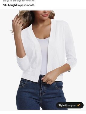 Open-Front White Cropped Cardigan for Women